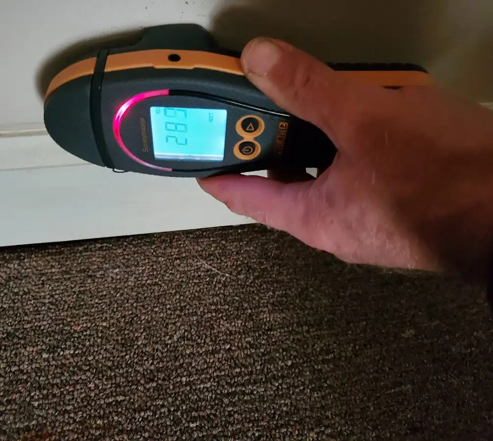 Moisture detection at baseboard during Storm Damage Restoration in Wimauma